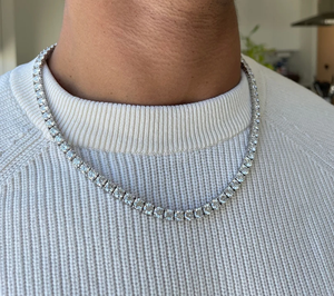 Collar de tenis de moissanita de 50 quilates Unisex, cadena de eslabones de acero inoxidable chapada en plata de ley 925 sólida para fiestas de hombres y mujeres - Product Image 3