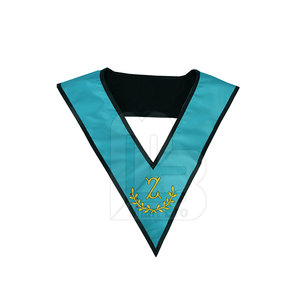 Tablier maçonnique en coton brodé avec col de pavillon de garde junior personnalisé de haute qualité avec badge à coudre en gros fabriqué en tissu - Product Image 4