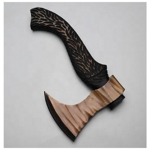 Pedidos a granel personalizados al por mayor, servicio OEM ODM, hacha de acero de alto carbono con mango de madera y Funda de cuero fino, hacha de tendencia - Product Image 2