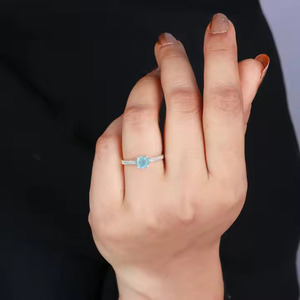 Wholesale Bulk 925 Sterling Silver <b>Rings</b> for Women & <b>Girls</b> Unique Aquamarine Stone Cut Design Trendy Wedding Engagement Gifts - Product Image 2