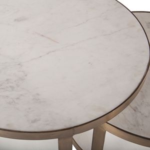 Modern white marble & antique gold <b>side</b> <b>table</b> marble & iron for bedroom living room office restaurant kitchen home bulk quantity - Product Image 6