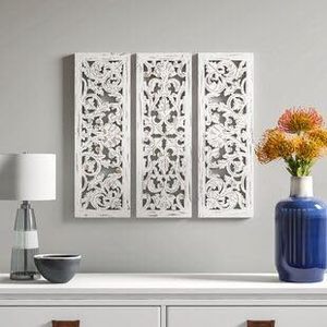 Panneau mural sculpté, motif floral mandala carré, bois et MDF faits à la main, 90 x 90 cm, marron, pour les espaces de vie et les chambres à coucher - Product Image 3