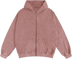 เสื้อฮู้ดซิปทรงโอเวอร์ไซส์ สไตล์สตรีทแวร์ ผ้าฟลีซคอตตอนหนานุ่ม ล้างสีแบบแอซิดวอช ผลิตจากวัสดุเป็นมิตรต่อสิ่งแวดล้อม ทรงปกติ ใส่ได้ทุกเพศ เหมาะสำหรับฤดูใบไม้ร่วง คุณภาพพรีเมียม ดีไซน์ทันสมัย - Product Image 1