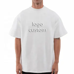 T-Shirt bianche di alta qualità all'ingrosso T-Shirt in cotone stampato con grafica personalizzata vuota T-Shirt da uomo pesante oversize tinta unita