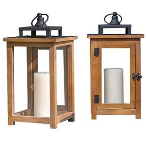 Lanterne à bougie en bois de style vintage, finition brune, pour la décoration de la maison, du salon, du jardin, lanternes à poser et à suspendre - Product Image 3