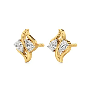 Elowen 18K <b>Gold</b> Plated Quad <b>Stud</b> <b>Earrings</b> with Pear and Princess Cut Zircon Trendy Engagement Jewelry in <b>Rose</b> and White <b>Gold</b> - Product Image 2
