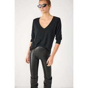 Blusa Casual de Satén para Mujer, con Lentejuelas y Bordado de Piedras, Cuello en V, Manga Corta, Talla Única Disponible XS-XL, Primavera, Estilo Regular - Product Image 2