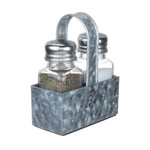 Juego de soporte para Salero y pimentero galvanizado de diseñador Juego de sal y pimienta de mesa con Caddy para uso en restaurantes de granja - Product Image 2