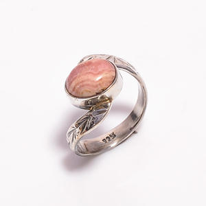 Anillo clásico de Plata de Ley 925, piedra preciosa de Rodocrosita de corte ovalado para compromiso, aniversario de boda o regalo de fiesta - Product Image 1