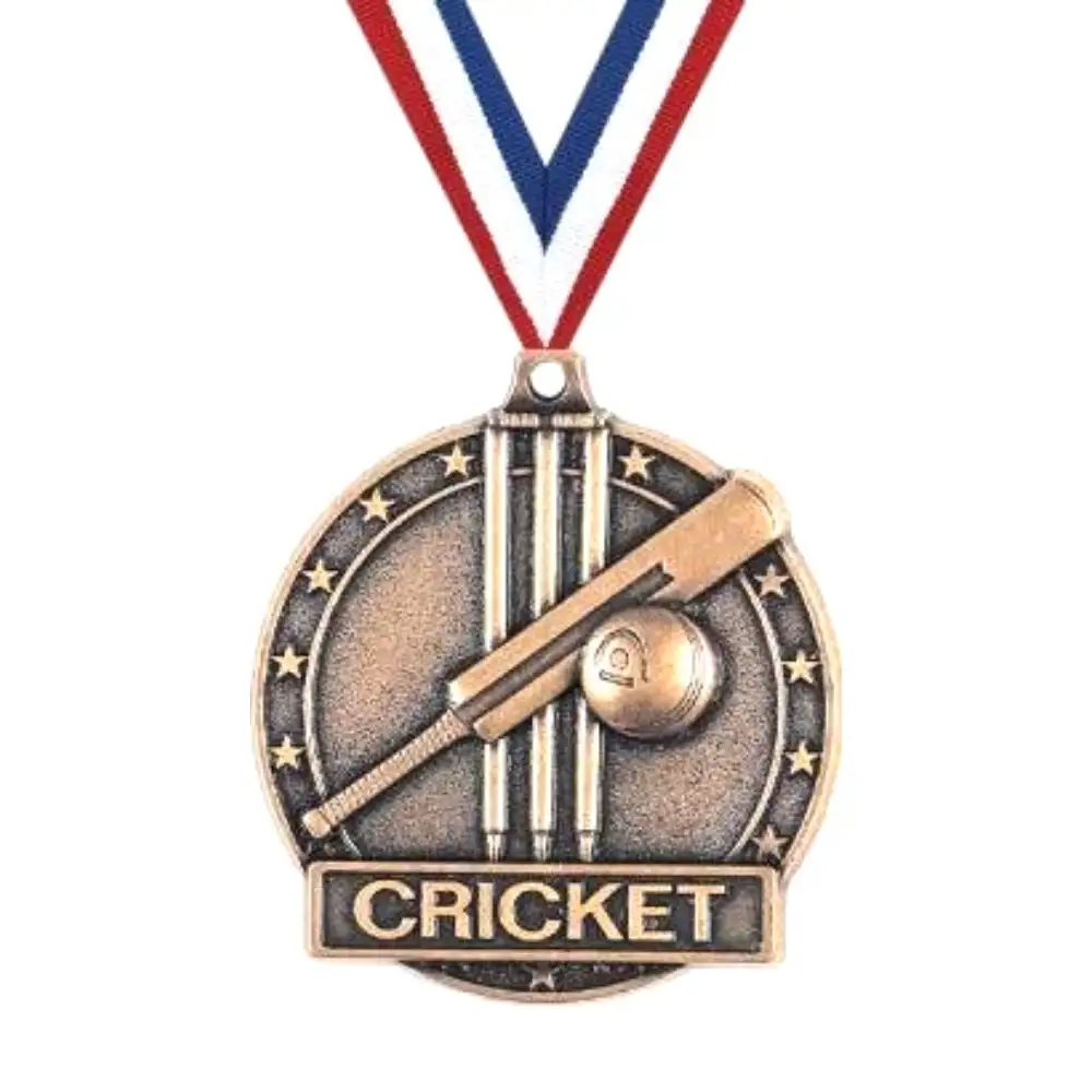 custom sports award personalized design logo brass metal cricket medal