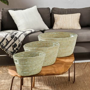 TienPhong Paniers ovales en jonc de mer en gros avec poignées, lot de 3-Rangement naturel tissé à la main, paniers organisateur pour la maison, le bureau - Product Image 3