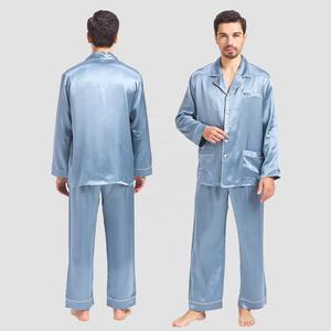 Personalizado 100% de seda para hombre ropa de dormir Loungewear manga larga pierna Pj Set hombres Pijamas - Product Image 2