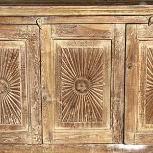 Hand-Carved Midcentury <b>Rustic</b> Sideboard <b>Cabinet</b> MDF Wood for Dining Room or Home Bar - Product Image 4