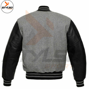 Vêtements de rue personnalisé Logo Patch Baseball Jacket Trucker Letterman Base Ball en cuir Varcity Varsity Varsity Jacket pour hommes - Product Image 3