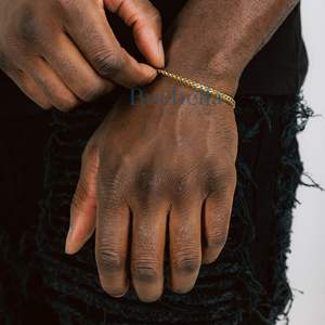 3Mm <b>925</b> Sterling <b>Silver</b> Anti-tarnish Coating 18k Gold Plated Chain Moissanite Franco <b>Bracelet</b> for <b>Men</b> Gifts Wholesale Jewelry - Product Image 2