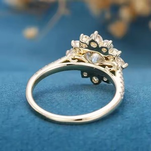 Bague de fiançailles et de mariage unisexe en or jaune 14K/18K 1 carat 6.5mm diamant rond taille brillant de haute qualité - Product Image 3