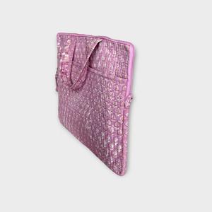 Dusty Rose Quilted <b>Laptop</b> Bag Modern Vintage Simple Cotton Block Printed Fabric Eco-Friendly and Durable for Office Use - Product Image 3