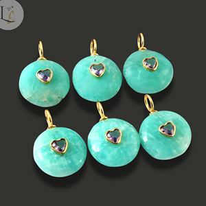 จี้หินอะเมโซไนต์ธรรมชาติ ประดับทองเวอร์ไมล์ เงินแท้ 925 จี้สวยงามสำหรับทำเครื่องประดับ ขนาด 15 มม. - Product Image 1