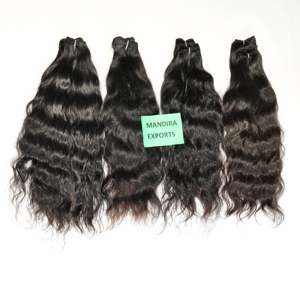 Vente en gros 100% pas cher indien vierge Remy cuticule aligné noir ondulé tissage temple faisceaux Extensions de cheveux humains - Product Image 1