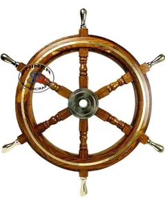 Nautical Marine Holz lenkung Schiffs rad ~ 24 "Piraten kapitän Schiff Wand dekoration Wandbehang Messing Ring Home Wand dekoration