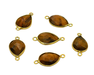 18x11mm (1环) 21x11mm (<span class=keywords><strong>2</strong></span>环) 虎眼宝石连接器18k镀金和纯银，用于珠宝制作C132-133 - Product Image 3