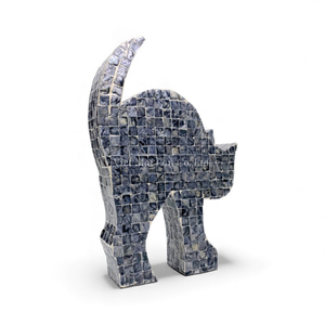 รูปปั้นแมวฮาโลวีนทำจากเปลือกหอยมุกธรรมชาติ ดีไซน์สวยงาม งานแฮนด์เมด ของตกแต่งโต๊ะกลาง สไตล์หลอนๆ ของขวัญจากเวียดนาม - Product Image 1