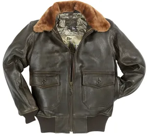 Jaket pilot bomber musim dingin yang dapat dilepas kerah bulu domba asli buatan kustom OEM B3 aviator jaket berbaring