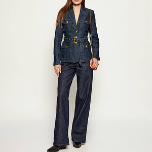 Blazer Vaquero Elegante para Mujer 2025/2026, Corte Entallado, Cinturón, Detalles de Botones Dorados, Algodón Ecológico, Transpirable, Estilo Chic Moderno - Product Image 3