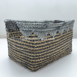 Panier rectangulaire en tissu tissé moderne et écologique pour la décoration intérieure et l'organisation du rangement - Product Image 6