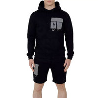 Grosir kualitas tinggi bernapas gaya terbaru trendi Plus ukuran pria Hoodie pendek Set kasual musim dingin pakaian disesuaikan warna