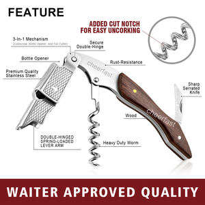 Ouvre-bouteille en bois de noyer de <span class=keywords><strong>marque</strong></span> personnalisée, éliminez le film, tire-bouchon en bois, boîte cadeau pour serveurs, barman et usage domestique - Product Image 4