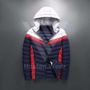 Service OEM ODM Veste matelassée coupe normale à capuche sur le devant pour hommes manteaux matelassés de couleur unie - Product Image 4