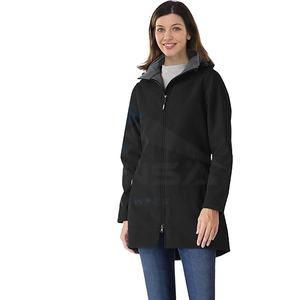 Veste Softshell longue pour femme, doublée de polaire, avec capuche amovible, coupe-vent, isolée, chaude, imperméable, vêtements d'extérieur, bleu - Product Image 1