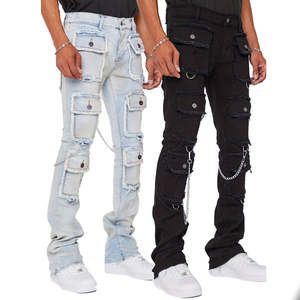 Pantalones Vaqueros Ajustados de Diseñador para Hombre, Hechos a Medida por el Fabricante, al por Mayor, de Alta Calidad, a la Moda, Negros, Estilo Motero, de Mezclilla - Product Image 6