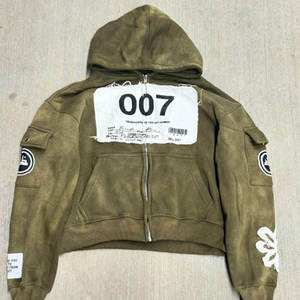 Drop Shoulder 3D bordado aplique personalizado francés Terry 100% algodón peso pesado 600gsm Boxy Cargo bolsillo Sudadera con capucha para hombres - Product Image 1