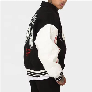 Chaqueta de béisbol Letterman para hombre, personalizada, con etiqueta privada, cuello alto, bordado de chenilla, resistente al viento e impermeable, estilo urbano. - Product Image 5