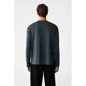 GRIMELANGE เสื้อยืดแขนยาวผ้าฝ้ายออร์แกนิกสำหรับผู้ชายพิมพ์ลายคอกลม - Product Image 6