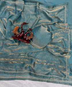 LA MAYORÍA RECOGIDA MOSS CHIFFON SEDA BORDADA TRABAJO SAREE CON BLUSA SIN COSTIR DESGASTE CAUSAL PRECIO AL POR MAYOR ROPA ÉTNICA - Product Image 2