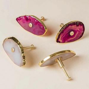 ชุดมือจับประตูคริสตัลอาเกตหรูหราหรูหราหรูหราลูกบิดตู้หินธรรมชาติขัดเงาหรูหราสำหรับการตกแต่งภายในที่ทันสมัยและได้รับแรงบันดาลใจจากความรัก - Product Image 5