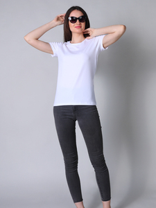 เสื้อยืดผ้าฝ้ายสีทึบพิมพ์ลายสำหรับผู้หญิง2025 - Product Image 2