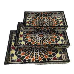 Bandeja de Madera para Servir con Diseño Único, Esmaltada y Ecológica, Hecha a Mano, Precio de Fábrica al por Mayor, Exportación India - Product Image 1