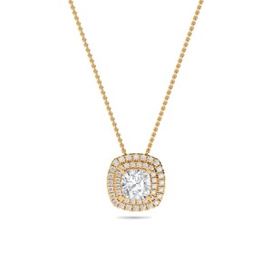 Vintage Cushion Cut Diamond Single Halo <b>Pendant</b> 0.50 Ct Lab Grown Diamond In Platinum Daily Wear Gift - Product Image 2