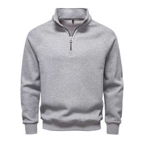 New Design 2026 <b>Men's</b> <b>Half</b> Zipper <b>Sweatshirts</b> Stand Collar Solid Pattern <b>Zip</b> up Knitted Full Sleeve <b>Sweatshirt</b> OEM Low MOQ - Product Image 1
