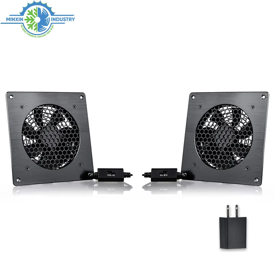 AC Infinity Double 12025 USB Speed Controller Mini Fan with Adapter Dual Set 120x120x25mm 5V DC Cabinet Air Exhaust Cooling Fan