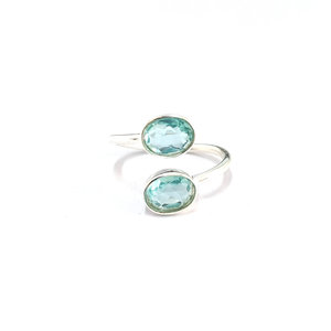 Two Blue Topaz 925 <b>Silver</b> <b>Statement</b> <b>Ring</b> 2.8 Gram Oval Cut Gemstone with Adjustable Design Unisex Everyday Wear - Product Image 1