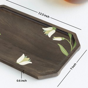 Plateau rectangulaire en bois de mangue peint à la main, écologique et tendance, magnifique, 12,5 pouces x 7 pouces x 0,6 pouces (LxLxH), plat biodégradable - Product Image 2