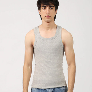 Camisetas sin mangas atléticas para hombre al por mayor cuello redondo chaleco sólido gimnasio entrenamiento músculo Stringer tallas grandes camisetas lavadas - Product Image 3