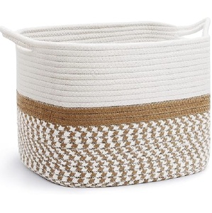 Estilo de lujo hecho a mano macramé amarillo cesta de pie accesorios de baño soporte de almacenamiento hogar esencial cesta de lavandería - Product Image 4