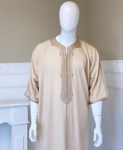Thobe marocain de qualité supérieure pour homme, imprimé numérique fait main, polyester anti-froissement, robe de prière ethnique décontractée, toutes saisons - Product Image 2