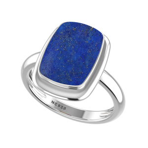 925 argent Sterling bague lunette réglage Lapis Lazuli pierres précieuses mélange formes classique fête de mariage à la mode unisexe - Product Image 1